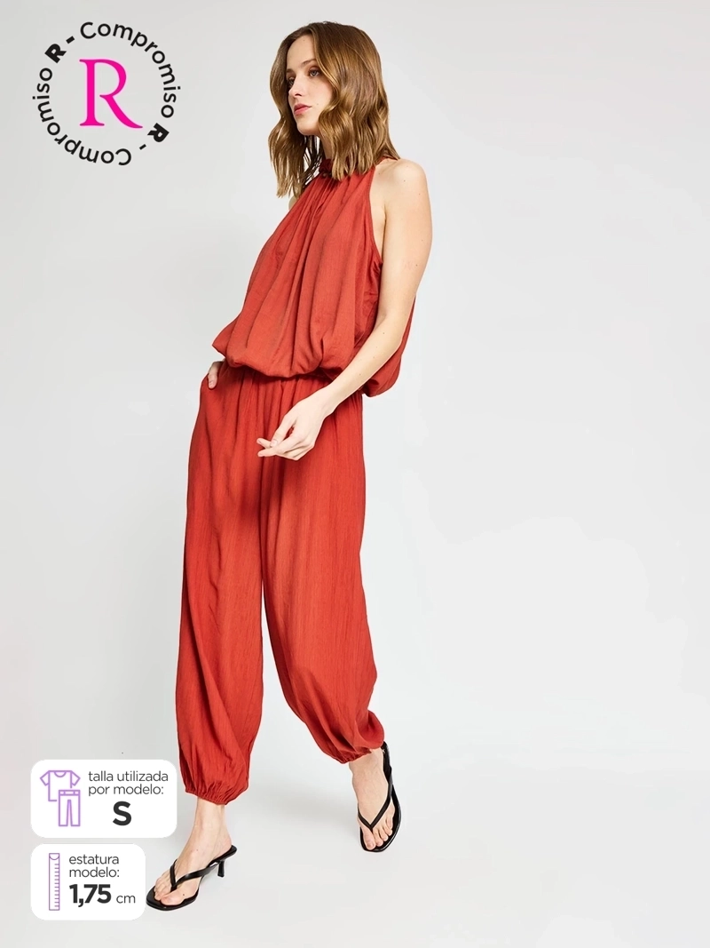 PANTALÓN MUJER MARQUIS BOMBACHO FLUIDO TERRACOTA - 2