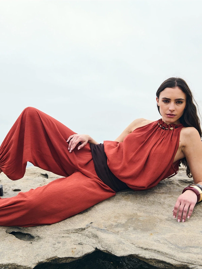 PANTALÓN MUJER MARQUIS BOMBACHO FLUIDO TERRACOTA - 1