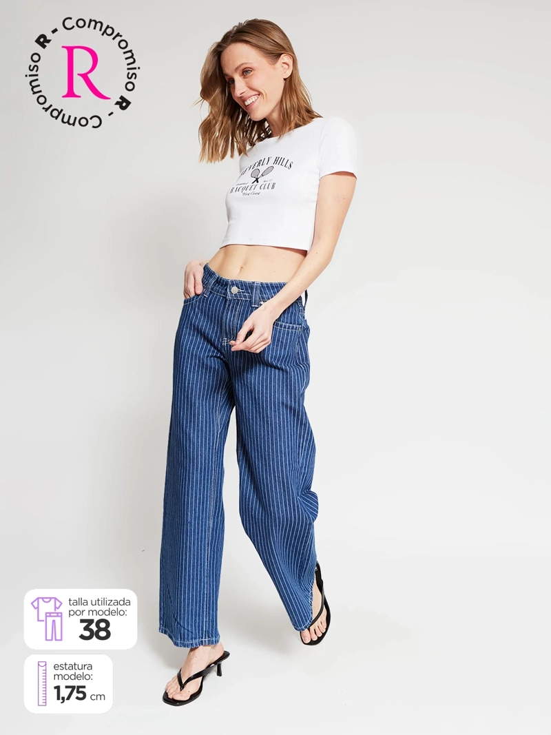 JEANS MUJER INDEX ALGODÓN RAYAS - 1