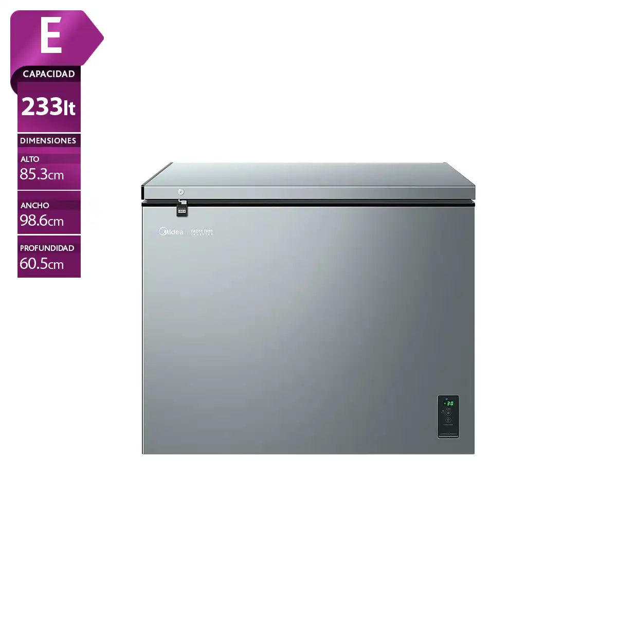 MIDEA CONGELADOR HORIZONTAL MEDIA MDRC321FEE50 233L NO FROST PLATA