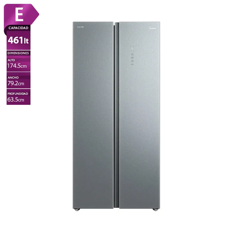 REFRIGERADOR SIDE BY SIDE MIDEA MDRS629FGE50 461L NO FROST PLATA - 1