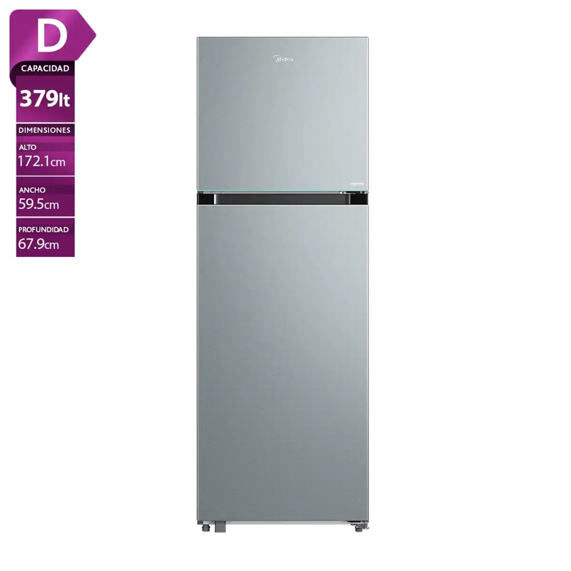 REFRIGERADOR TOP FREEZER MIDEA MDRT533EVE50 379L NO FROST PLATA - 1