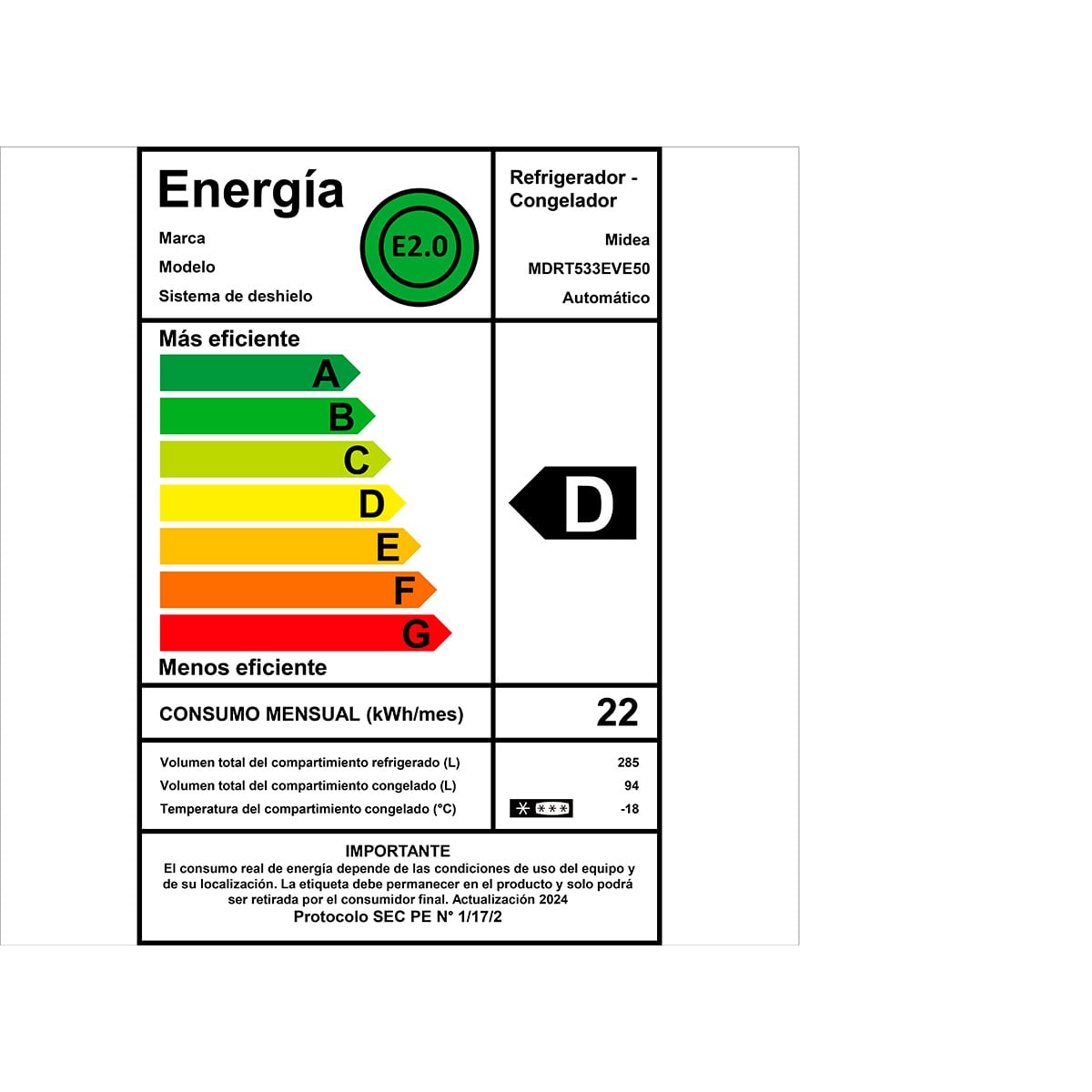 REFRIGERADOR TOP FREEZER MIDEA MDRT533EVE50 379L NO FROST PLATA - 13