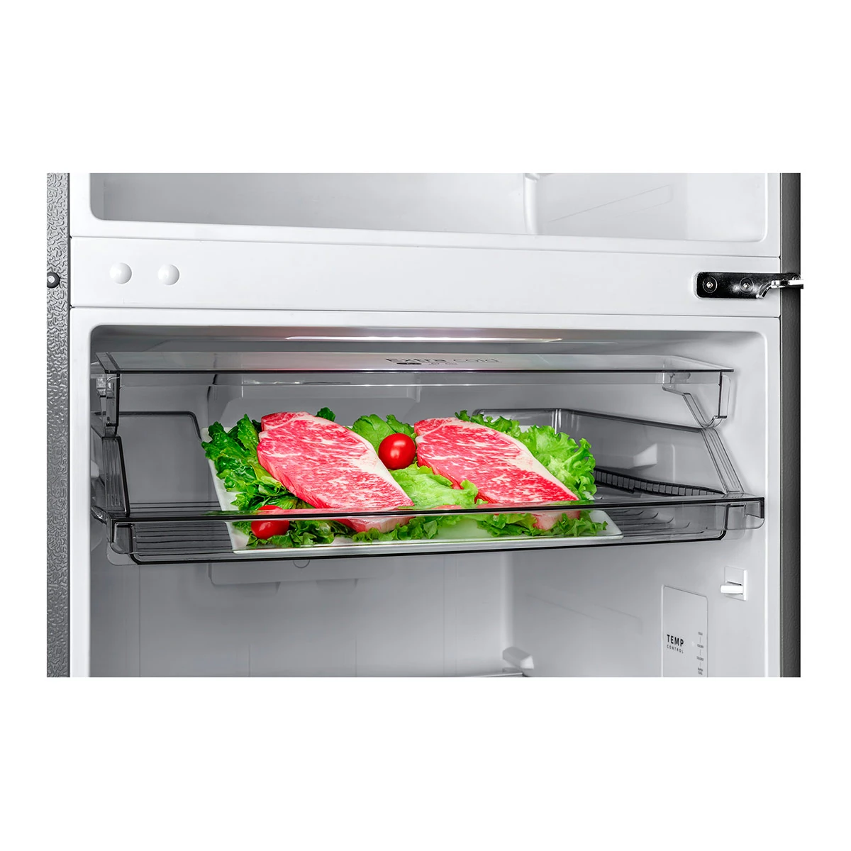 REFRIGERADOR TOP FREEZER MIDEA MDRT533EVE50 379L NO FROST PLATA - 8