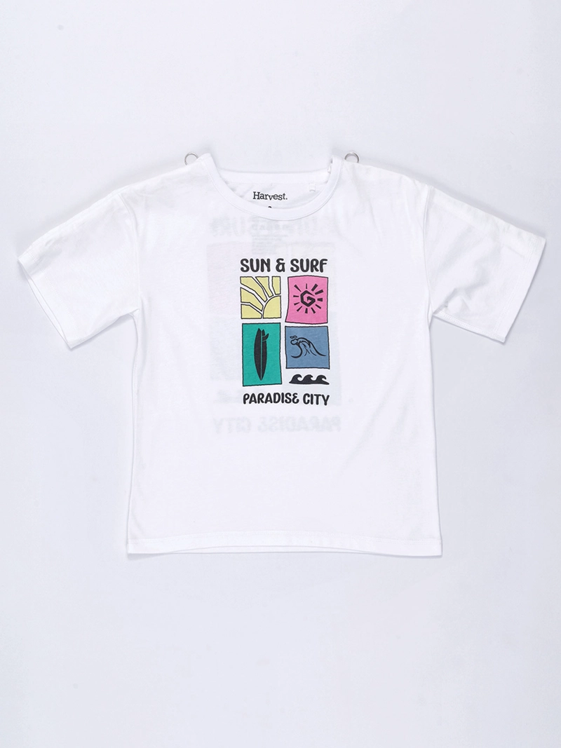 POLERA NIÑO HARVEST MANGA CORTA ADAPTADA CON CIERRES EN EL HOMBRO SALIDA MANGUERA