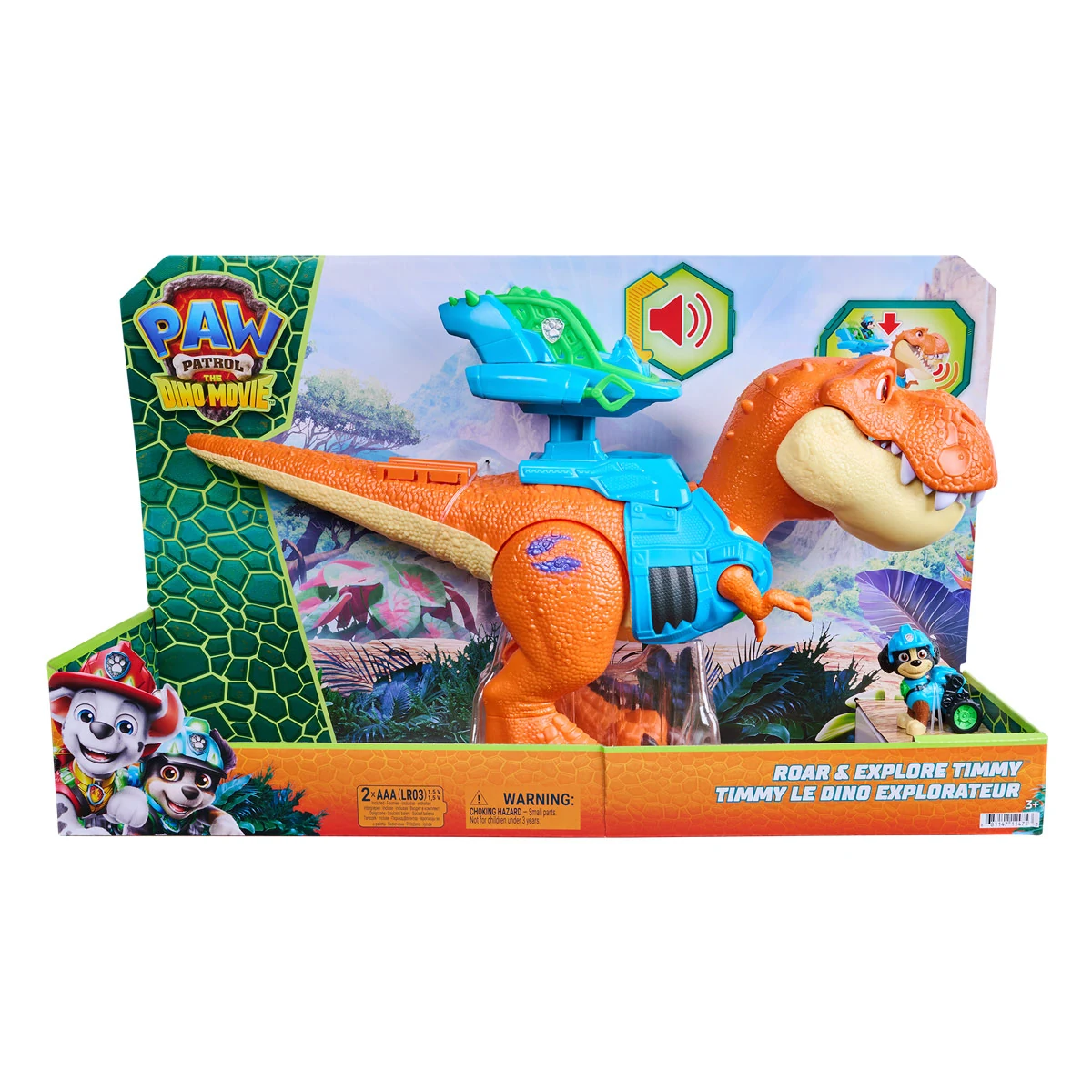 FIGURA DE ACCIÓN PAW PATROL MOVIE DINO EXPLORADOR RUGIDO TIMMY - 1