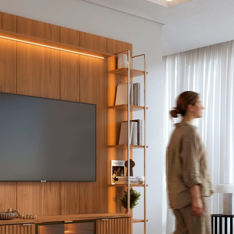 RACK PANEL DECOCASA NEON FLOAT LED 1.8 + VITRINA 1 PUERTA + REPISA - 3
