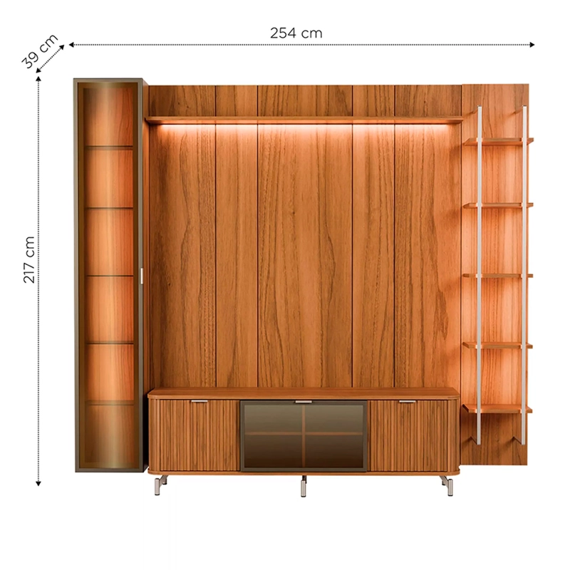 RACK PANEL DECOCASA NEON FLOAT LED 1.8 + VITRINA 1 PUERTA + REPISA - 5