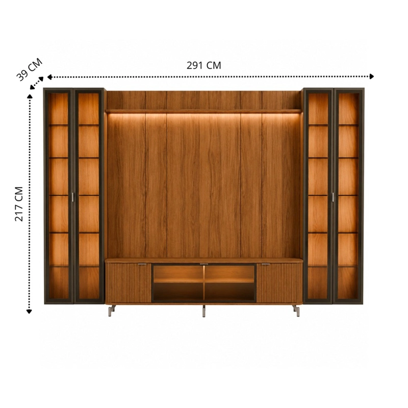 RACK PANEL DECOCASA NEON FLOAT LED 70" + 2 VITRINAS 2 PUERTAS  - 3