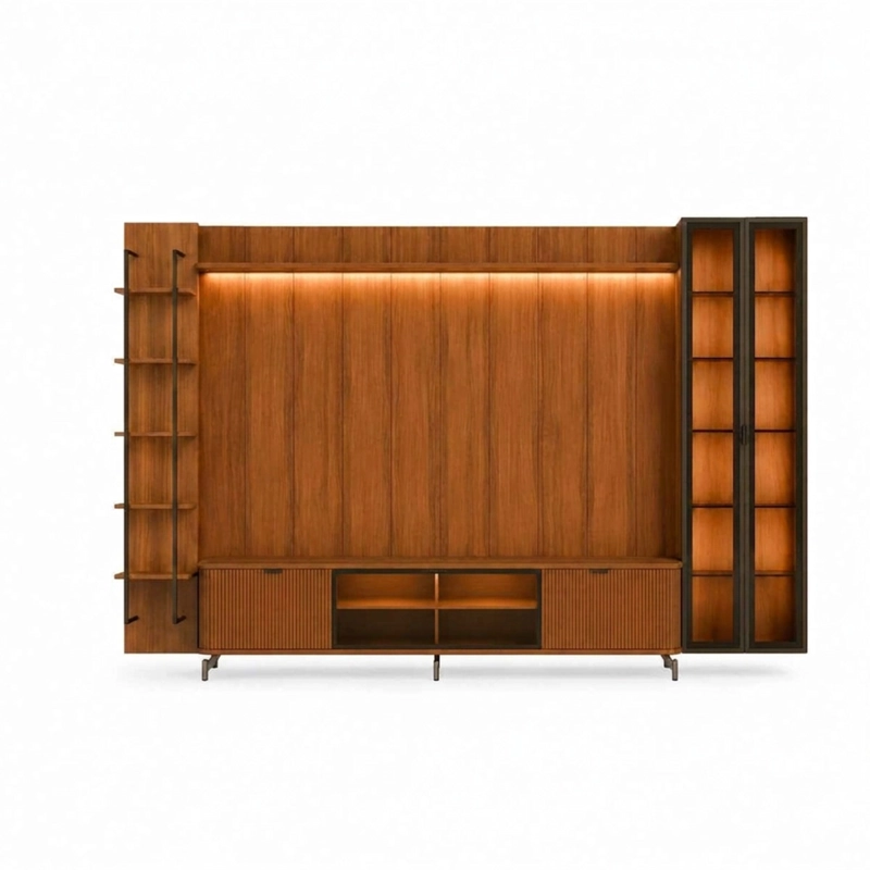 RACK PANEL DECOCASA NEON FLOAT LED 70" + 2 VITRINAS 2 PUERTAS + REPISAS - 2