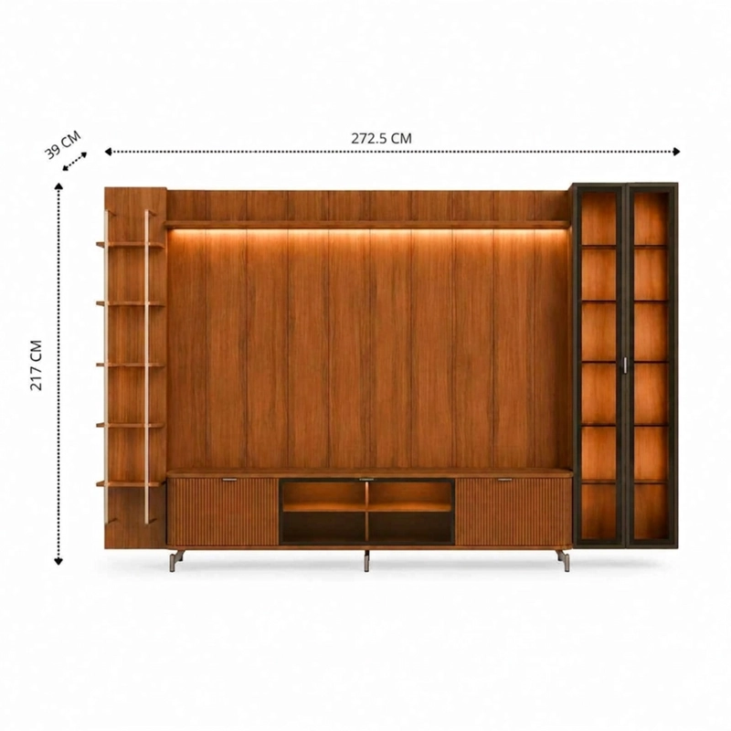 RACK PANEL DECOCASA NEON FLOAT LED 70" + 2 VITRINAS 2 PUERTAS + REPISAS - 3