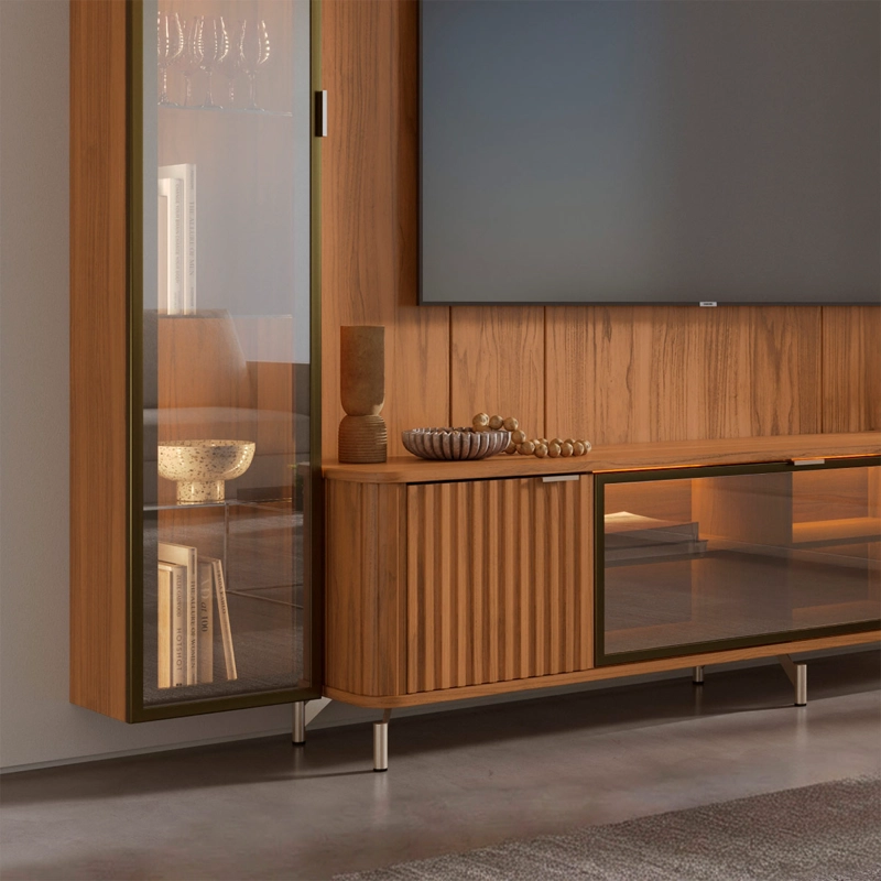 RACK PANEL DECOCASA NEON FLOAT LED 2.2 + VITRINA 1 PUERTA + REPISA - 4