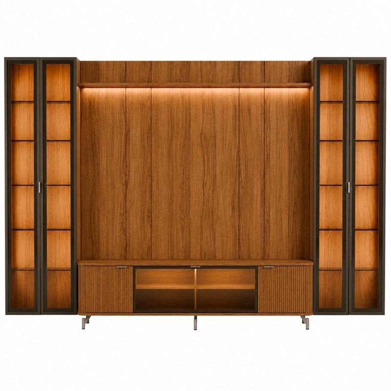 RACK PANEL DECOCASA NEON FLOAT LED 80" + 2 VITRINAS 2 PUERTAS  - 2