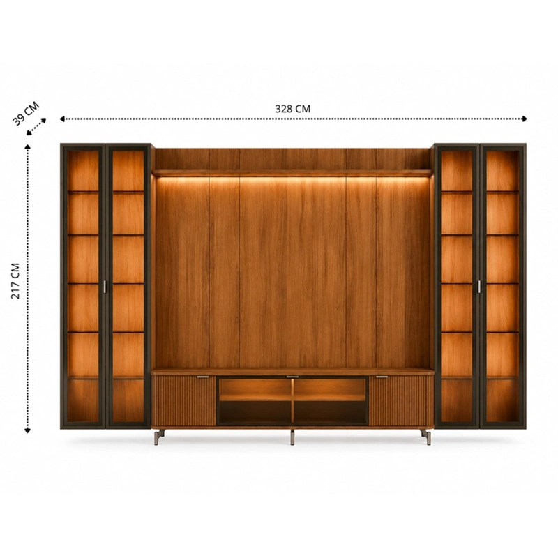 RACK PANEL DECOCASA NEON FLOAT LED 80" + 2 VITRINAS 2 PUERTAS  - 3