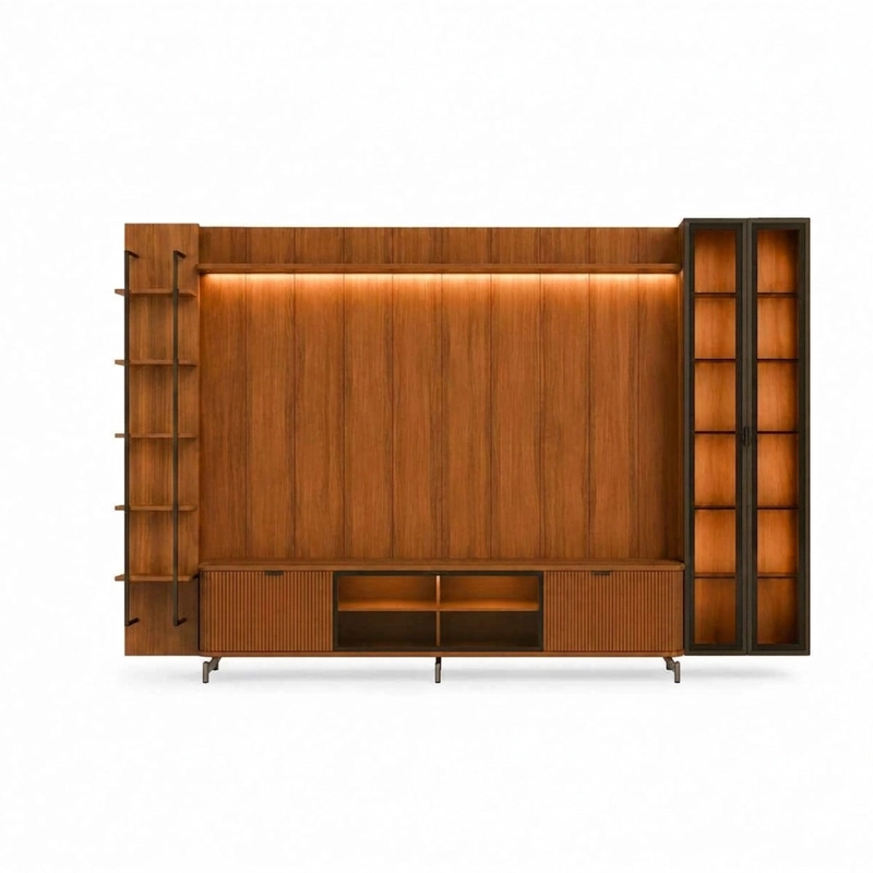 RACK PANEL DECOCASA NEON FLOAT LED 80" + 2 VITRINAS 2 PUERTAS + RESPISAS - 2