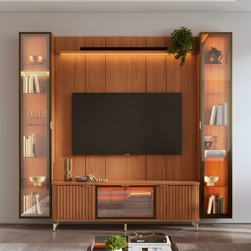 RACK PANEL DECOCASA NEON FLOAT LED 2.2 + 2 VITRINAS 1 PUERTA