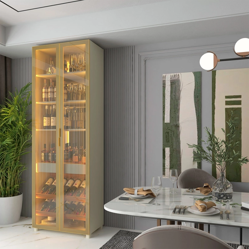 VITRINA DECOCASA PRISMA VIDRIO LED BEIGE  - 3