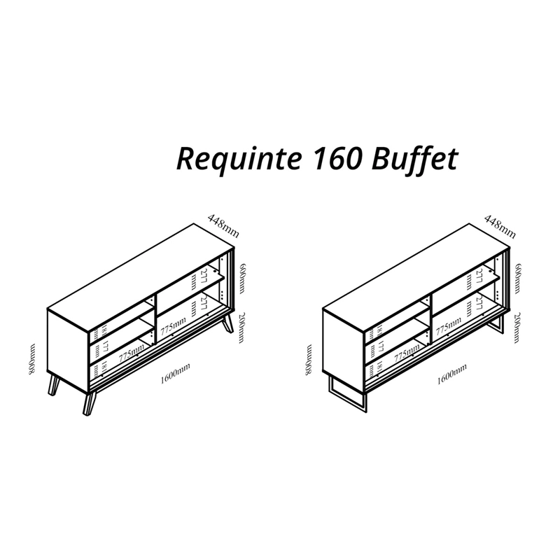 BUFFET DECOCASA REQUINTE LED 4 PUERTAS 1.6 CAFÉ - 6