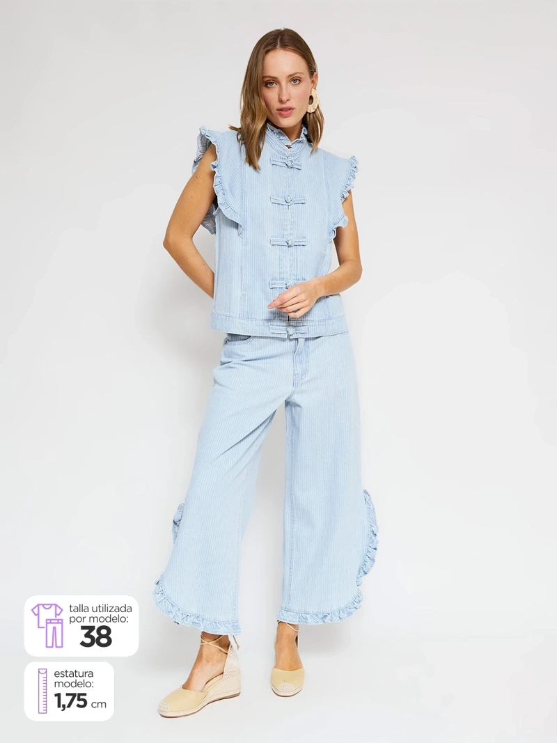JEANS MUJER TATIENNE ALGODÓN RUFFLES - 1