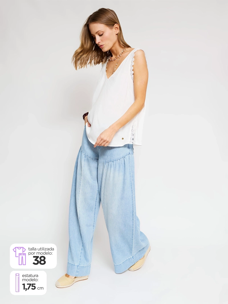 JEANS MUJER TATIENNE ALGODÓN MAXI WIDE LEG