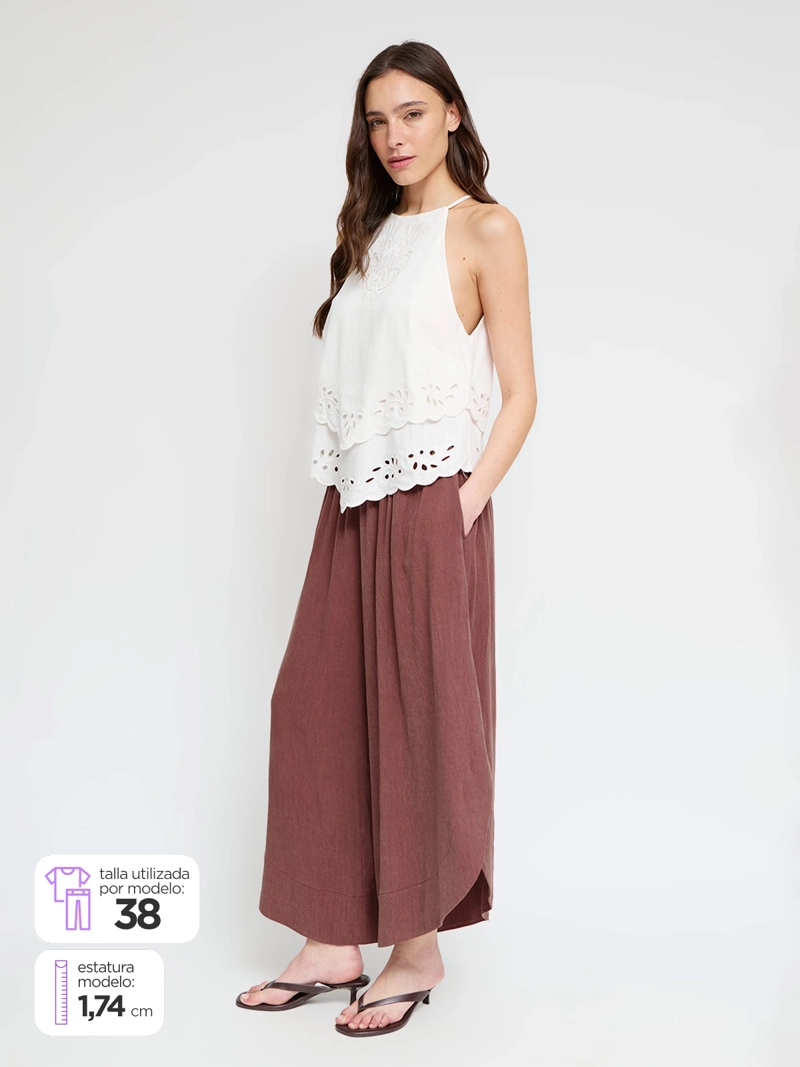 PANTALÓN MUJER MARQUIS TULIPA BORDADO