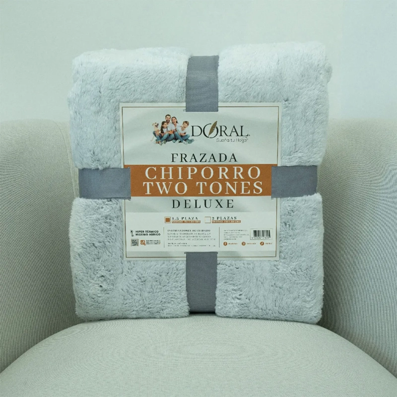 FRAZADA DORAL CHIPORRO TWO TONES 1.5 PLAZAS CELESTE - 4