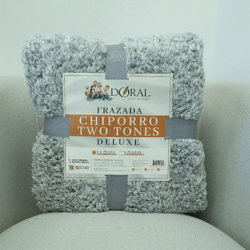 FRAZADA DORAL CHIPORRO TWO TONES 1.5 PLAZAS AZUL - 4