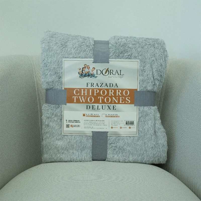 FRAZADA DORAL CHIPORRO TWO TONES 1.5 PLAZAS GRIS - 4