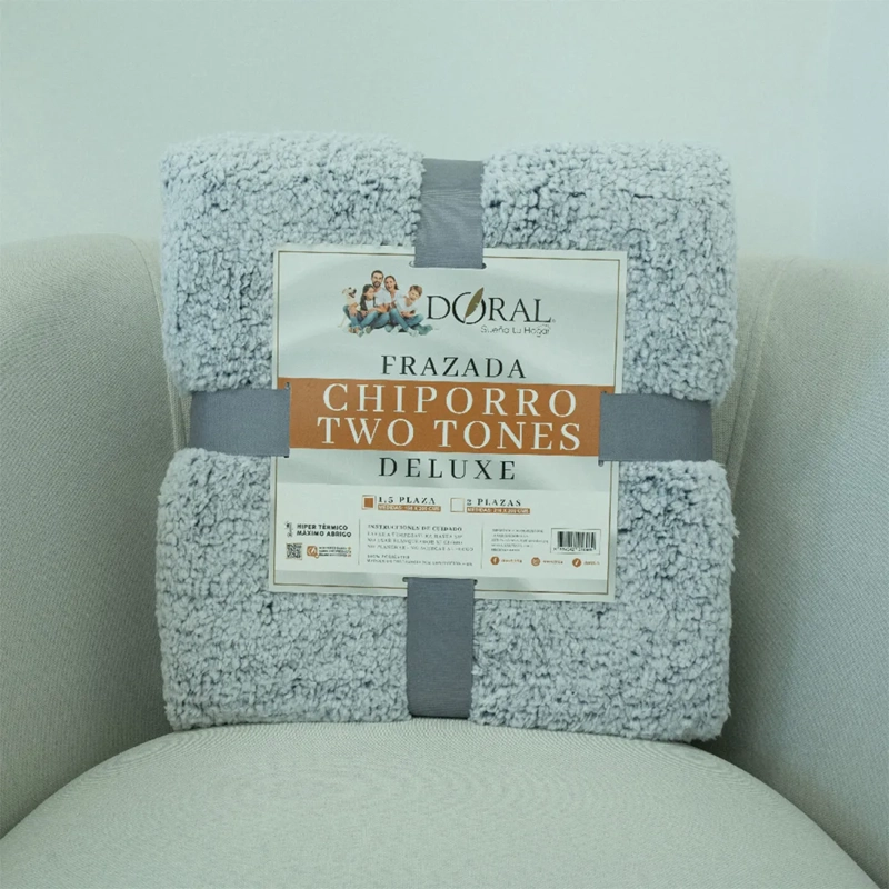FRAZADA DORAL CHIPORRO TWO TONES 1.5 PLAZAS AZUL - 4