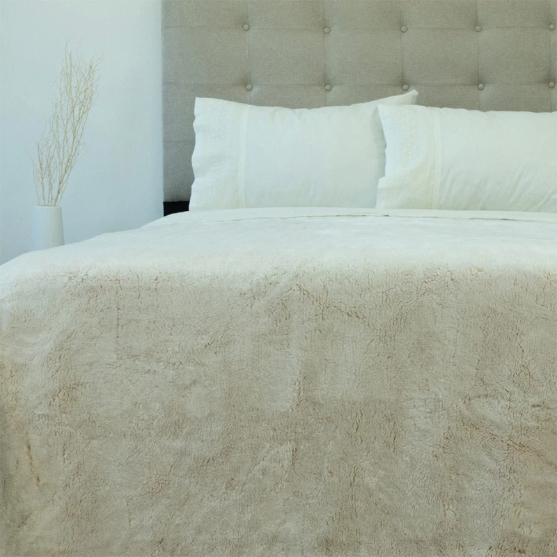 FRAZADA DORAL CHIPORRO TWO TONES 2 PLAZAS BEIGE - 1
