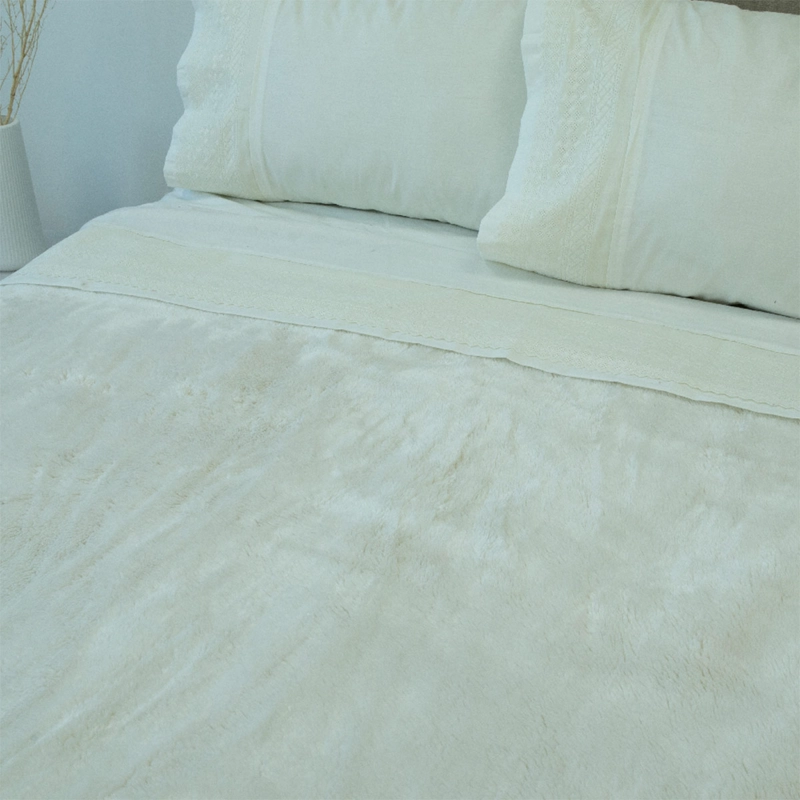 FRAZADA DORAL CHIPORRO TWO TONES 2 PLAZAS BEIGE - 2