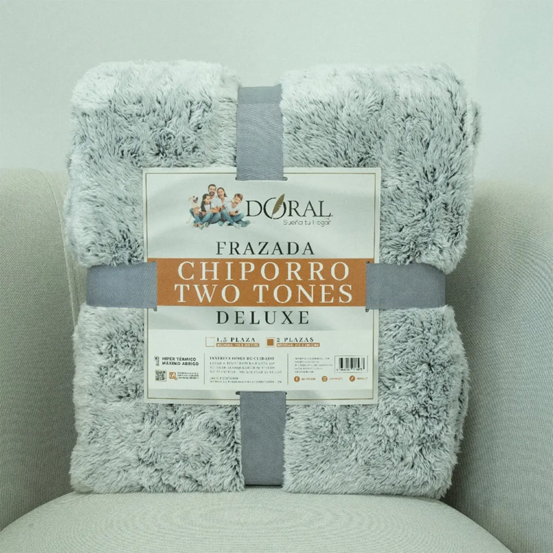 FRAZADA DORAL CHIPORRO TWO TONES 2 PLAZAS AZUL - 4