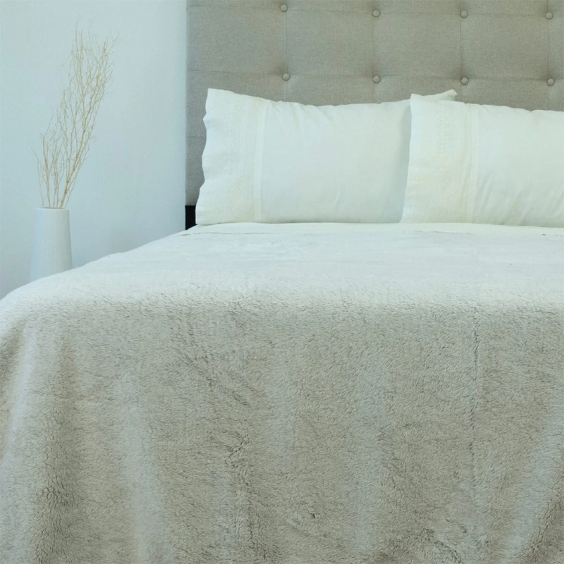 FRAZADA DORAL CHIPORRO TWO TONES 2 PLAZAS BEIGE - 1
