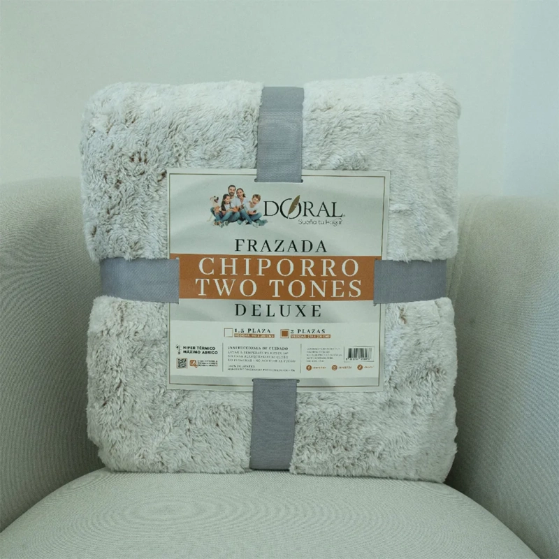 FRAZADA DORAL CHIPORRO TWO TONES 2 PLAZAS BEIGE - 4