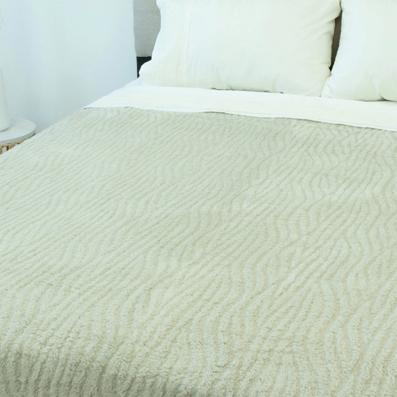 FRAZADA DORAL CHIPORRO JACQUARD 2 PLAZAS BEIGE - 2
