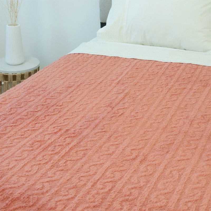 FRAZADA DORAL CHIPORRO JACQUARD 1.5 PLAZAS CORAL - 2