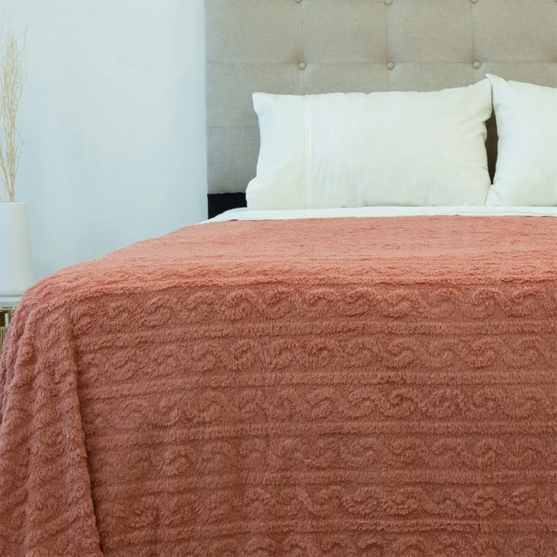 FRAZADA DORAL CHIPORRO JACQUARD 2 PLAZAS CORAL - 1