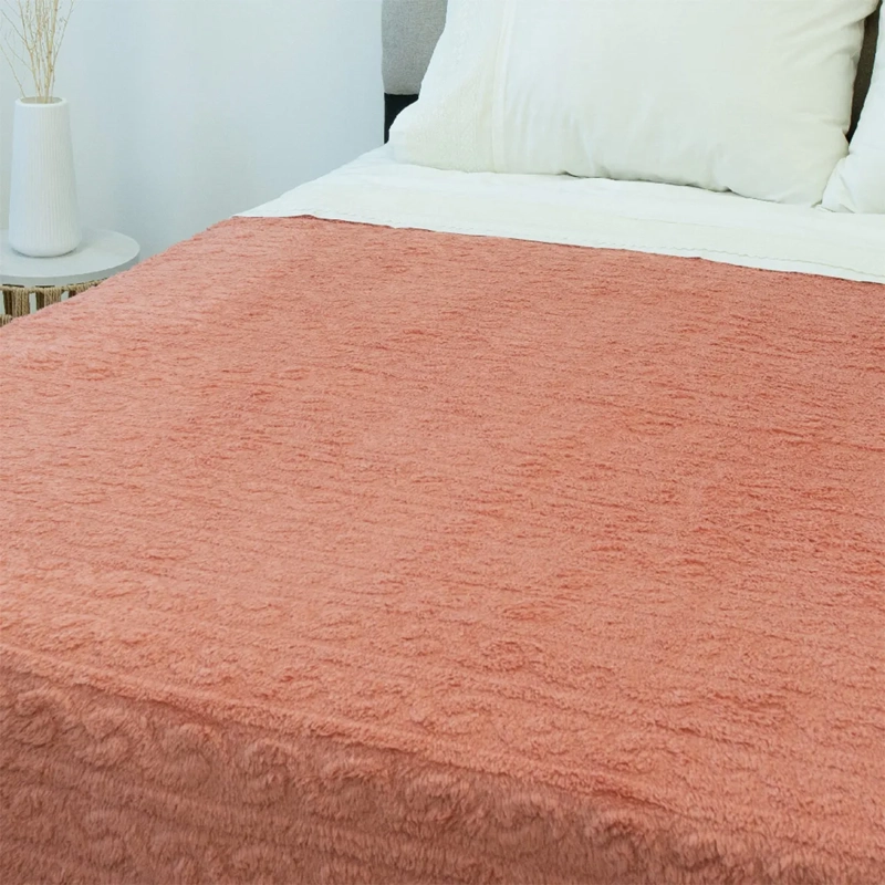 FRAZADA DORAL CHIPORRO JACQUARD 2 PLAZAS CORAL - 2