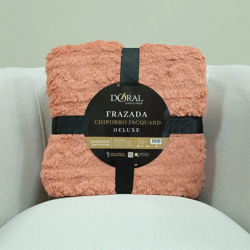 FRAZADA DORAL CHIPORRO JACQUARD 2 PLAZAS CORAL - 4