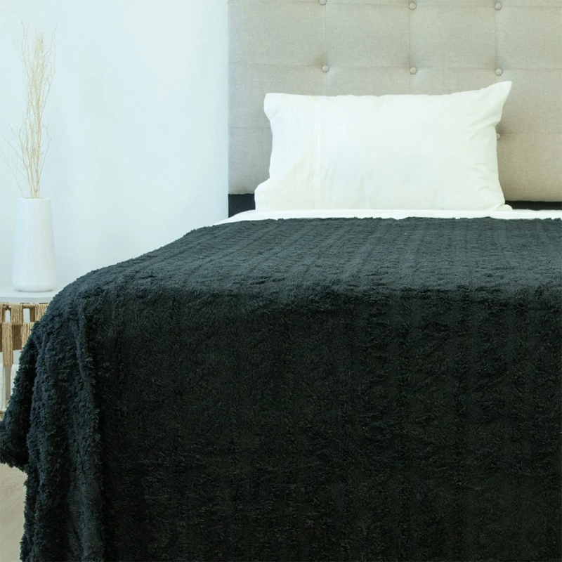 FRAZADA DORAL CHIPORRO JACQUARD 1.5 PLAZAS NEGRO - 1