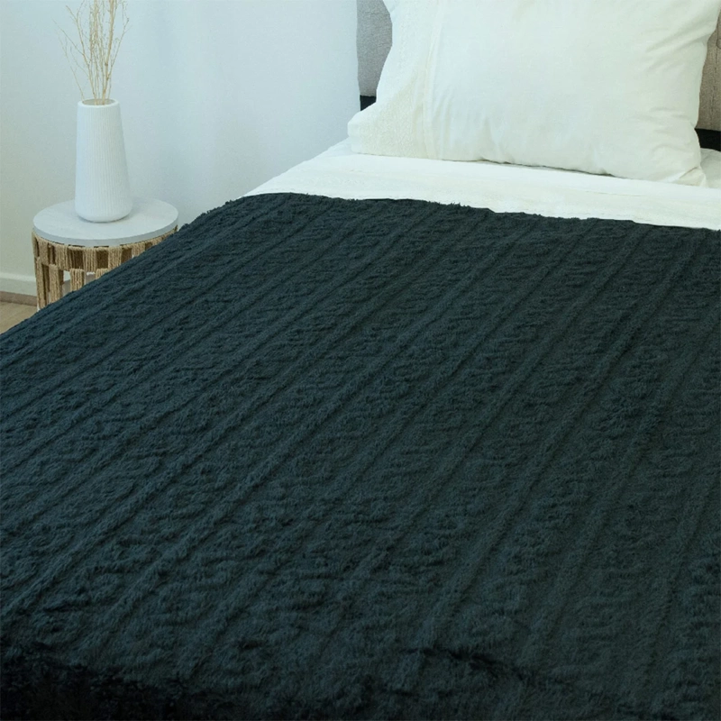 FRAZADA DORAL CHIPORRO JACQUARD 1.5 PLAZAS NEGRO - 2