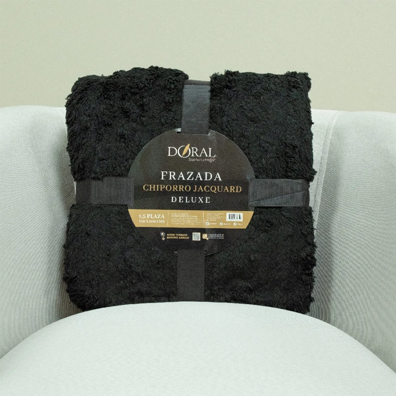 FRAZADA DORAL CHIPORRO JACQUARD 1.5 PLAZAS NEGRO - 4