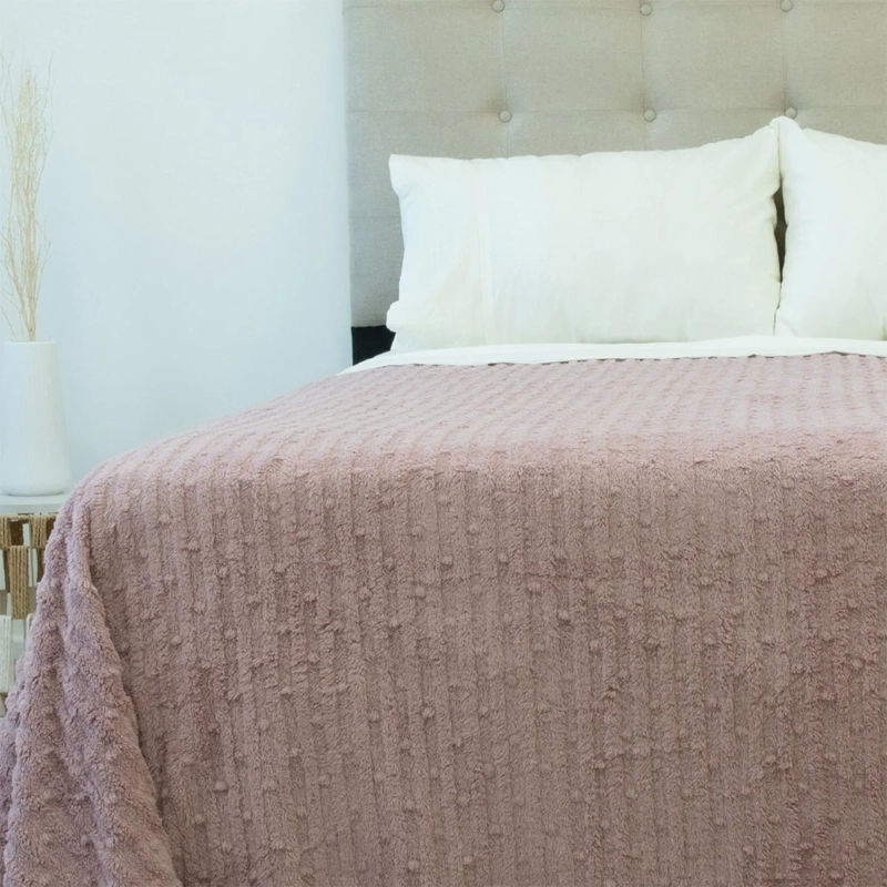 FRAZADA DORAL CHIPORRO JACQUARD 2 PLAZAS ROSA