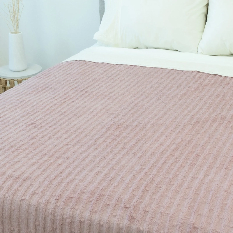 FRAZADA DORAL CHIPORRO JACQUARD 2 PLAZAS ROSA - 2