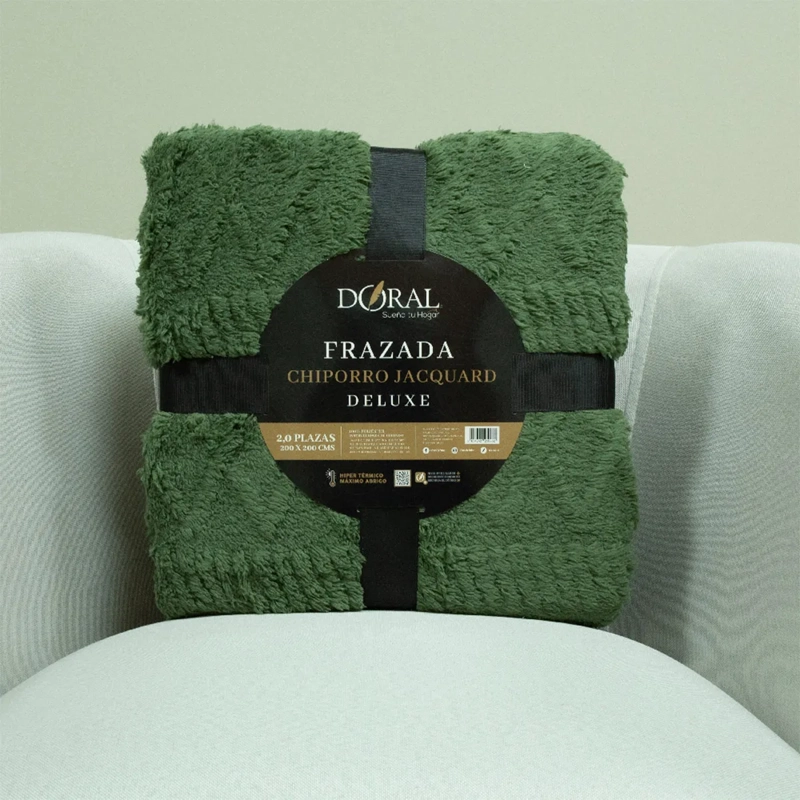 FRAZADA DORAL CHIPORRO JACQUARD 2 PLAZAS VERDE - 4