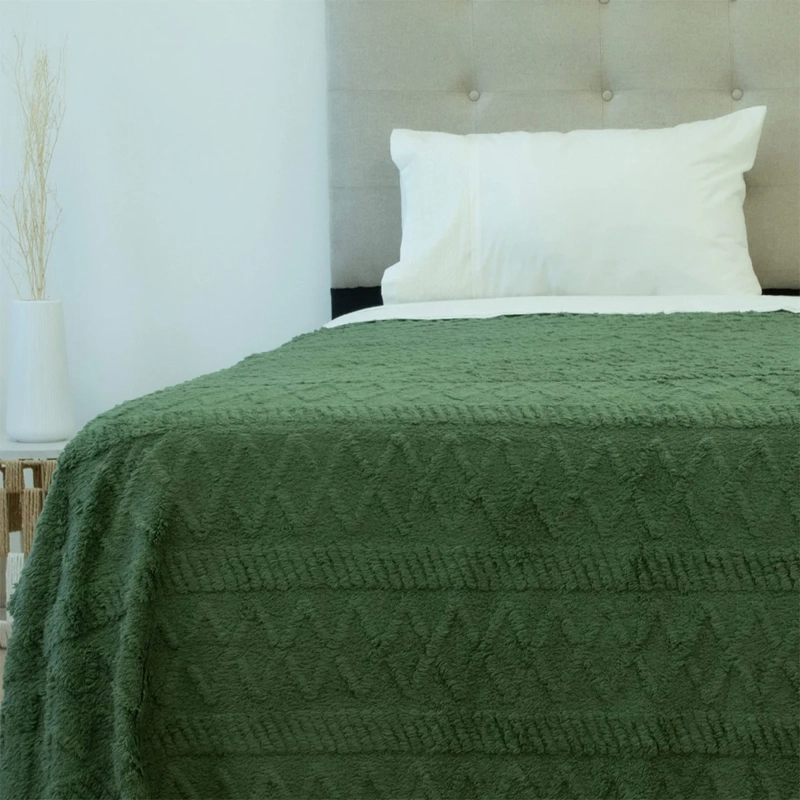 FRAZADA DORAL CHIPORRO JACQUARD 1.5 PLAZAS VERDE OSCURO - 1