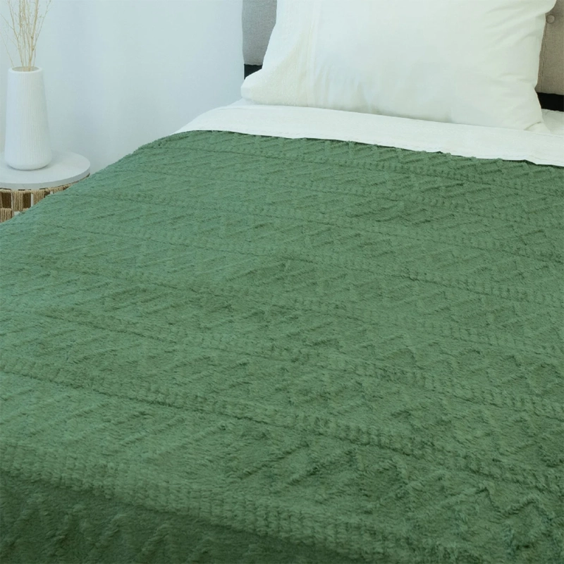 FRAZADA DORAL CHIPORRO JACQUARD 1.5 PLAZAS VERDE OSCURO - 2