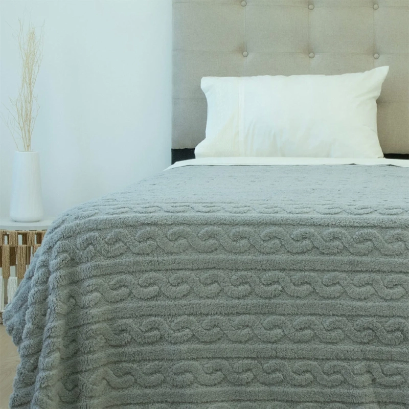 FRAZADA DORAL CHIPORRO JACQUARD 1.5 PLAZAS GRIS - 1