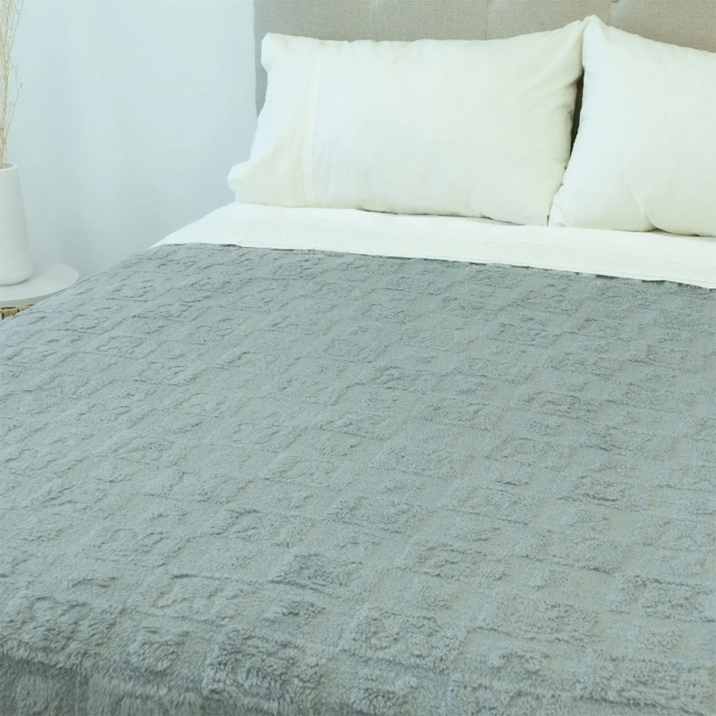 FRAZADA DORAL CHIPORRO JACQUARD 2 PLAZAS GRIS - 2