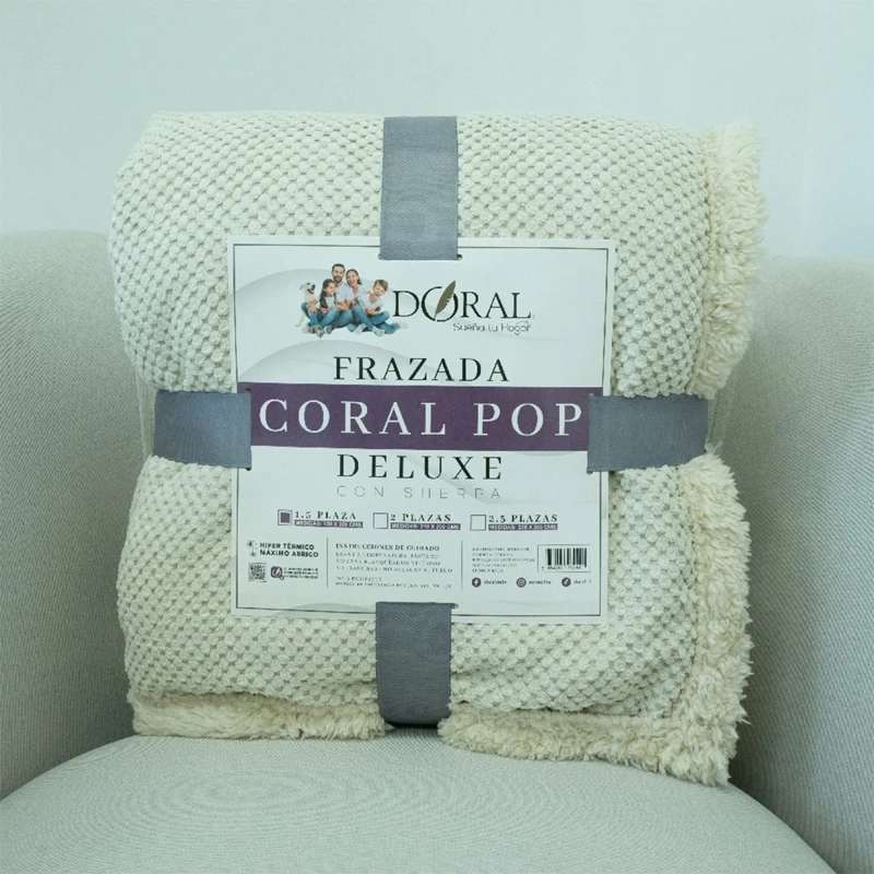 FRAZADA DORAL POP SHERPA 1.5 PLAZAS BEIGE - 4